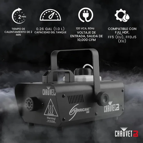 Vista 3 de Máquina de niebla CHAUVET DJ Hurricane 1000, con control remoto con cable compacto
