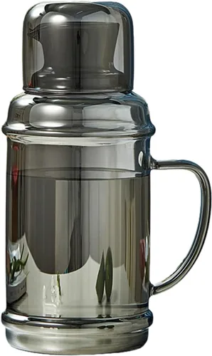 Vista 7 de Sizikato Jarra de agua clásica de vidrio ámbar de 36 onzas con vaso de cristal.