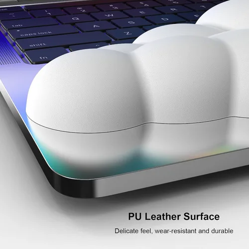 Vista 2 de Cloud - Juego de reposamuñecas para teclado y alfombrilla para mouse con reposamuñecas ergonómico, lindo soporte para reposamuñecas de espuma Blanco