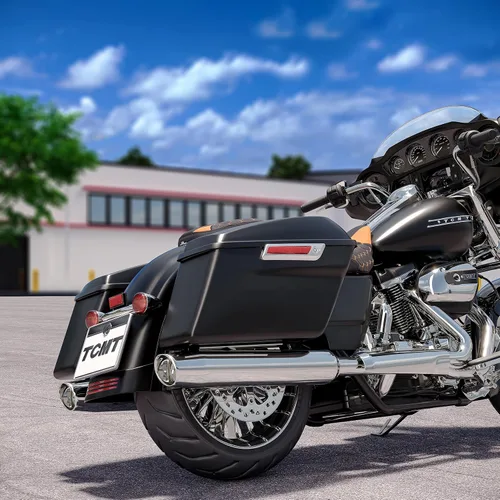 Vista 4 de TCMT Bolsas de sillín rígidas de color negro mate + llaves de pestillo y forros, inserto de alfombra para Harley modelos Touring 2014-2024 Road King