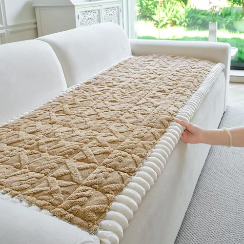 Vista 12 de Fundas de Reposabrazos de Sofá Antideslizantes, Funda Lavable de Respaldo de Sillón Suave, Fundas Gruesas y Peludas para Reposabrazos de Sofá