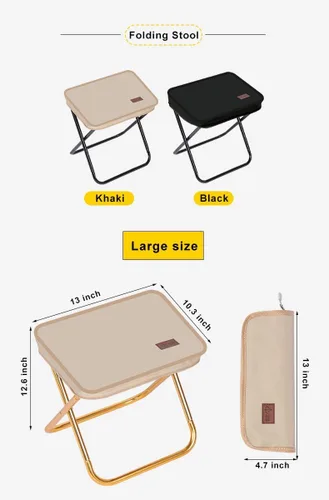Vista 2 de THE LIMIT Mini taburete plegable con bolsa de transporte, taburete ligero al aire libre para viajes, senderismo, barbacoa, pesca, ocio (negro)