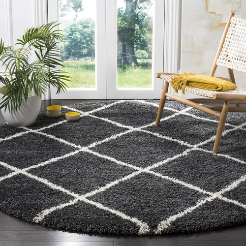 Vista 69 de SAFAVIEH Hudson Shag Collection - Alfombra decorativa de 2 x 3 pies, color beige y marfil, diseño moderno de enrejado, no desprende pelusa