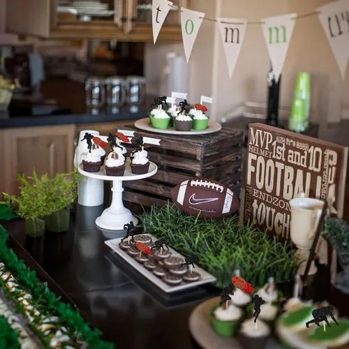 Vista 5 de 24 piezas de pelota de rugby para magdalenas, jugadores de fútbol, selecciones deportivas para cupcakes, temática de deportes de rugby, baby shower
