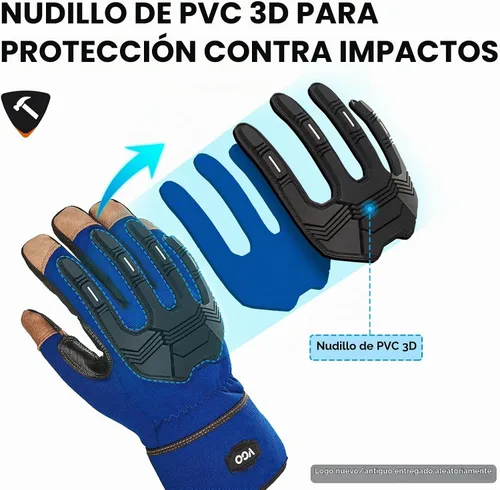 Vista 3 de Vgo... Winter Work Gloves Men,Leather Work Gloves,Anti-vibration,Mechanics Gloves,Abrasion Resistance Todo Negro - Pa7675fw