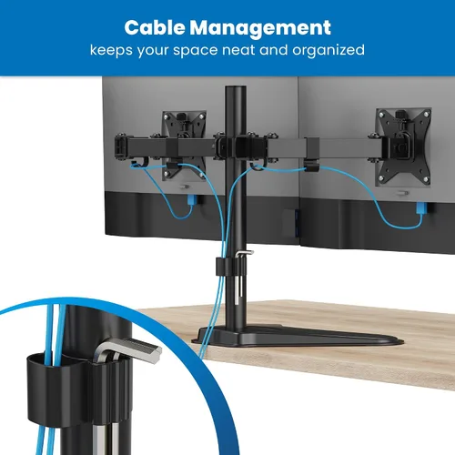 Vista 8 de Mount-It! Soporte de monitor doble para escritorio, soporte de monitor independiente para 2 pantallas de hasta 32 pulgadas, altura ajustable