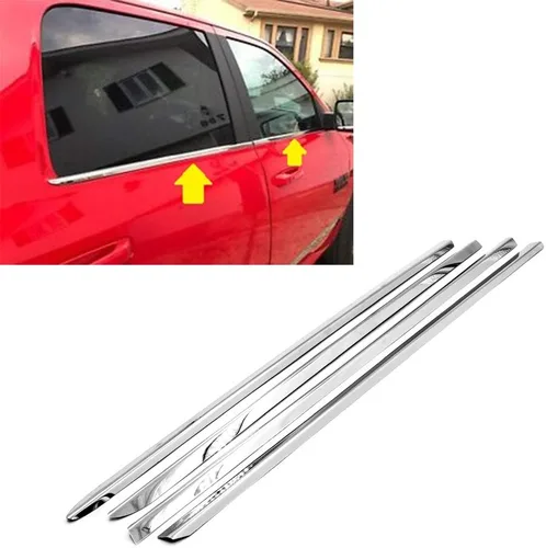 Vista 8 de Juego de alféizares de ventana de acero inoxidable pulido para Ram 1500 2500 3500 HD Crew Cab/Mega Cab 2009-2018