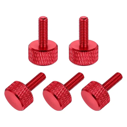 Vista 37 de MECCANIXITY 5 piezas M6x14mm Tornillos de pulgar estriado de cabeza plana, pernos de rosca completa de aleación de aluminio sólido para carcasas
