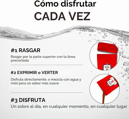 Vista 6 de JUNG KWAN JANG Everytime Energy Boost Extracto de Ginseng Rojo Coreano 1,000mg y Miel - Suplementos Líquidos en Stick de Bebida Energética