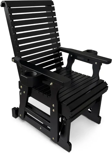Vista 10 de Hamaca de patio Fortune Candy con portavasos, alta parte posterior enrollada y asiento perfilado profundo, resistente de 800 libras (Negro, 2 plazas)