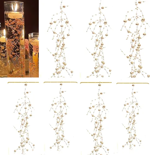 Vista 10 de TeaSu 12 piezas de cuerda de perlas, para centro de mesa de boda, relleno de jarrón y decoración para velas flotantes (azul)