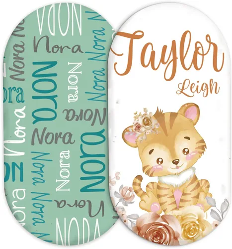 Vista 22 de Juego de 2 sábanas personalizadas para moisés de bebé, ajuste universal para colchón/almohadilla de moisés rectangular, ovalado, de reloj de arena