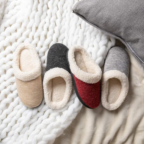 Vista 5 de Wishcotton Pantuflas de casa Sherpa con espuma viscoelástica para mujer para interiores y exteriores