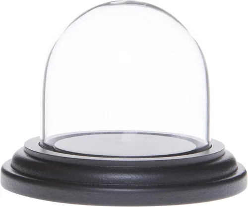 Vista 4 de Plymor 1.875" x 1.875" Mini cristal Display Dome Cloche (base de chapa de caoba oscura)