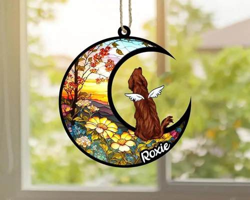 Vista 944 de LOVELYPOD Adorno de Navidad personalizado para perro Basset Hound (marrón) Basset Hound (marrón) adorno para atrapasoles de perro, razas de perros