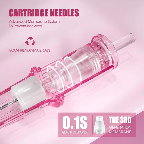 Vista 3 de 1001RL Needles #10 Bugpin Round Liner Cartuchos desechables 20PCS Agujas ultrafinas de 0.01 in para trazos de pelo de cejas PMU Detalle de retrato