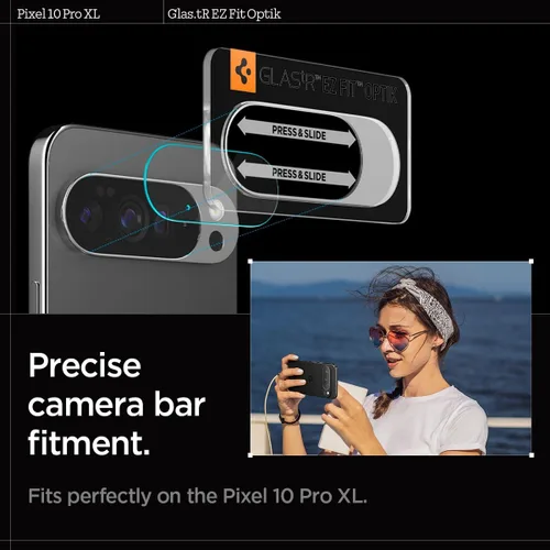 Vista 5 de Spigen Protector de pantalla y lente de cámara [Glas.tR EZ Fit Optik] diseñado para Pixel 10 Pro XL [compatible con carcasas] - 2 unidades GlasTR