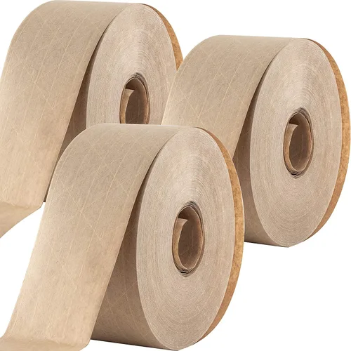 Vista 8 de Cinta ultra duradera activada por agua para un embalaje seguro. La cinta de goma kraft marrón de 2.75 pulgadas y 450 pies proporciona adhesivo