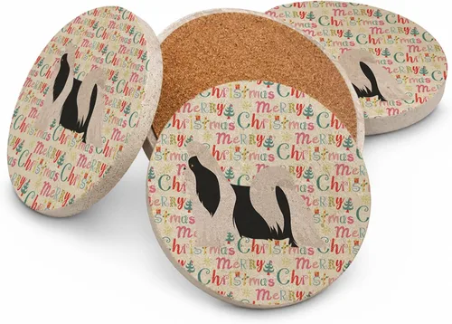 Vista 77 de Abyssinian Sand Terrier Merry Christmas - Posavasos grandes de piedra arenisca (4 unidades)
