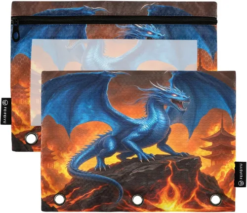 Vista 17 de Gredecor Estuche para lápices con 3 anillos con purpurina azul y rosa con cremallera, 2 unidades, organizador transparente para carpeta escolar