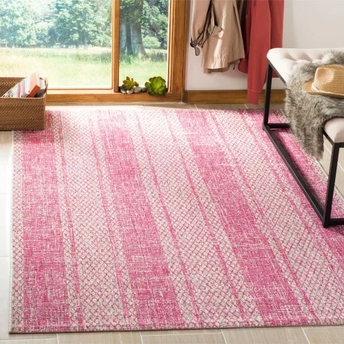 Vista 6 de SAFAVIEH Courtyard Collection CY8736 - Alfombra de pasillo de 2 pies 3 pulgadas x 6 pies 7 pulgadas, color gris claro/fucsia CY8736 para interiores
