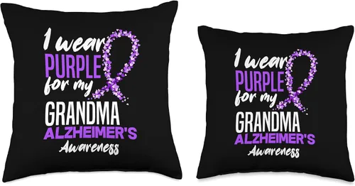 Vista 3 de ALZ Dementia Alzheimer's Awareness Apparel & Gifts I Wear Purple for My Grandma Dementia Alzheimer's Awareness - Almohada de 16 x 16 pulgadas