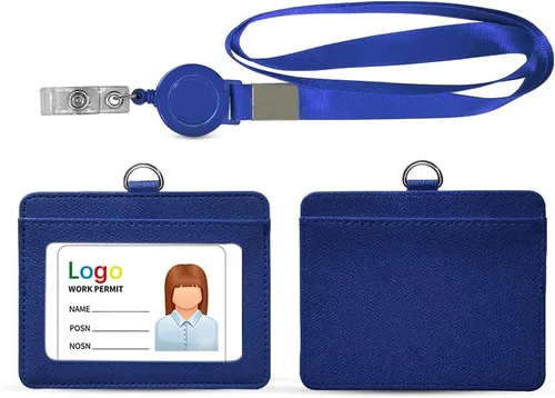Vista 12 de HYCOPROT Soporte para tarjetas de identificación con cordón, retráctil, de piel sintética, vertical, horizontal, para tarjetas de identificación