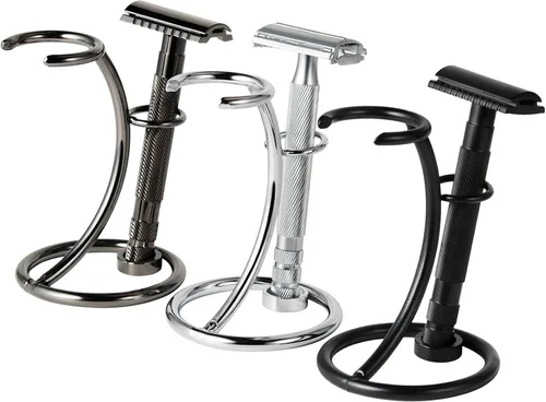 Vista 7 de Grandslam Soporte clásico para afeitar y cepillo de afeitar para almacenamiento de maquinilla de afeitar, soporte para cepillo de afeitado Negro
