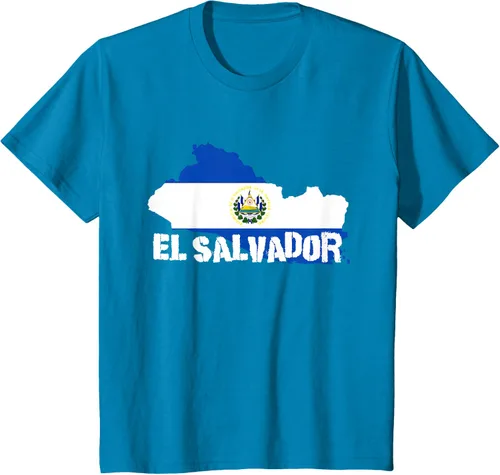 Vista 45 de Camiseta con la bandera de El Salvador, mapa de El Salvador, camiseta de Salvador para mujer, Negro