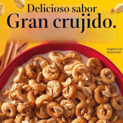 Vista 3 de Cheerios Oat Crunch Cinnamon Cereal de Desayuno, Hecho con Grano Entero, Tamaño Grande, 18.2 oz