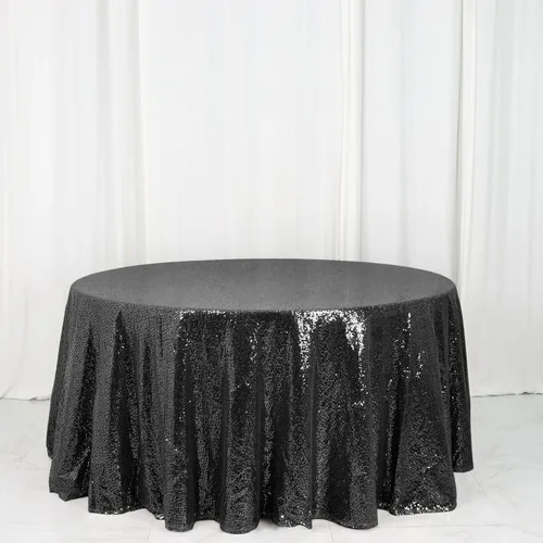 Vista 54 de Efavormart - Mantel redondo de lentejuelas brillantes de 120 pulgadas para banquetes de boda, fiesta, decoración del hogar