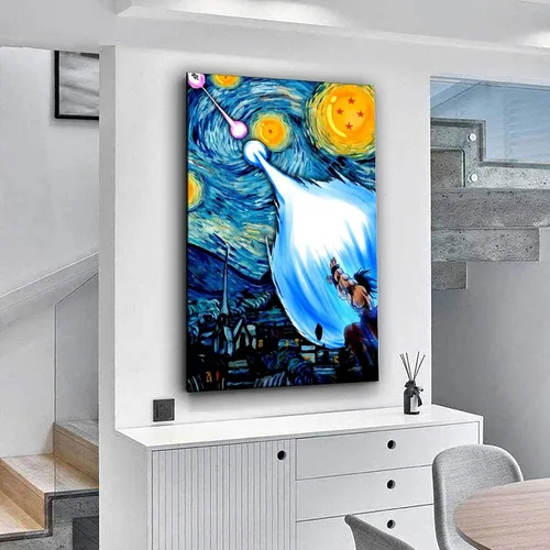 Vista 5 de Póster de noche estrellada de Dragon Van Gogh, arte de pared, decoración de sala de estar, pósteres estéticos, cuadros decorativos para el hogar