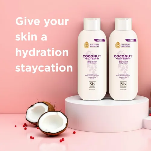Vista 4 de Soapbox Gel de baño, coco + bayas de Goji para mujeres, hombres, vegano + jabón hidratante rico en antioxidantes con manteca de karité, péptidos