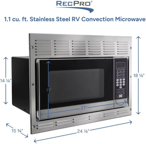 Vista 3 de RecPro RV Microondas de convección de acero inoxidable 1.1 pies cúbicos 120V Microondas Electrodomésticos Reemplazo directo para Greystone