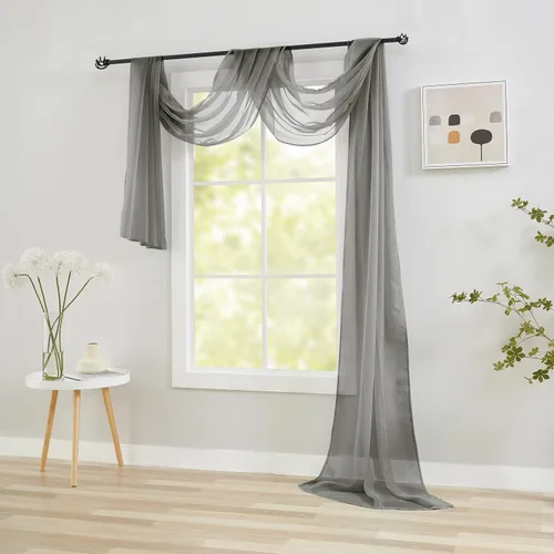 Vista 11 de poefun Cortinas transparentes negras para ventanas, toldo drapeado, cortina de cama, bufanda, camino de mesa de boda, sala de estar, dormitorio