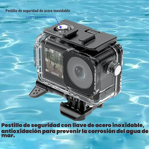 Vista 4 de Funda impermeable para DJI Osmo Action 4/Osmo Action 3 Cámara, 40M/131FT Submarino Buceo Carcasa protectora con soporte Carcasa impermeable Kit