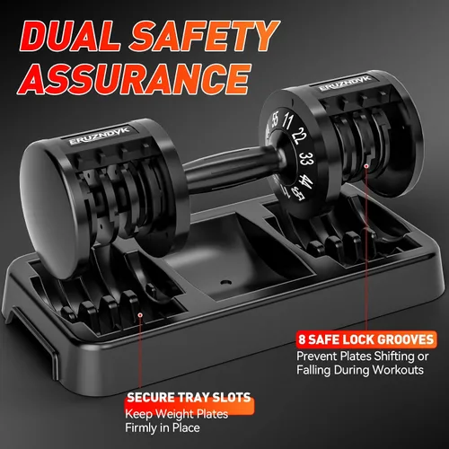 Vista 5 de 25/55lb Pair Adjustable Dumbbell Set, Adjustable Dumbbells Set of 2, 5 in 1/10 in 1 Free Weights Dumbbells Set with Anti-Slip Texture Handle