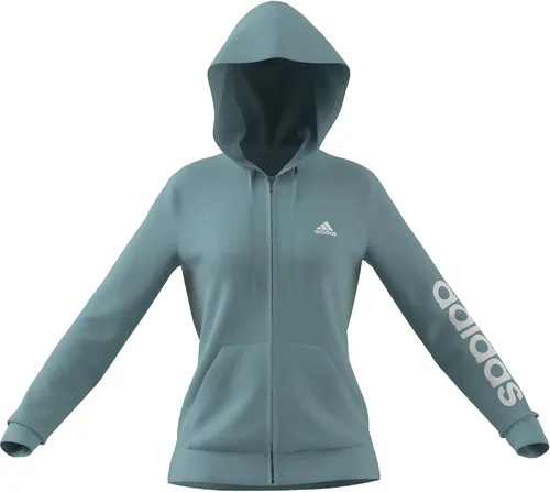 Vista 4 de adidas Sudadera con capucha y cremallera completa con logotipo esencial para Negro-blanco