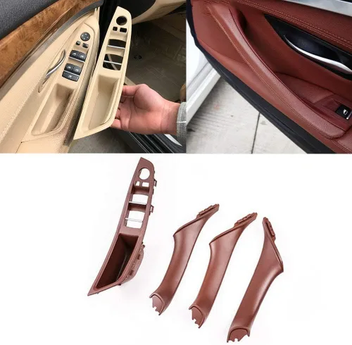 Vista 7 de YIWANG Kit de 4 piezas de panel de reposabrazos de interruptor de ventana de automóvil ABS y manija de puerta para BMW Serie 5 para reposabrazos