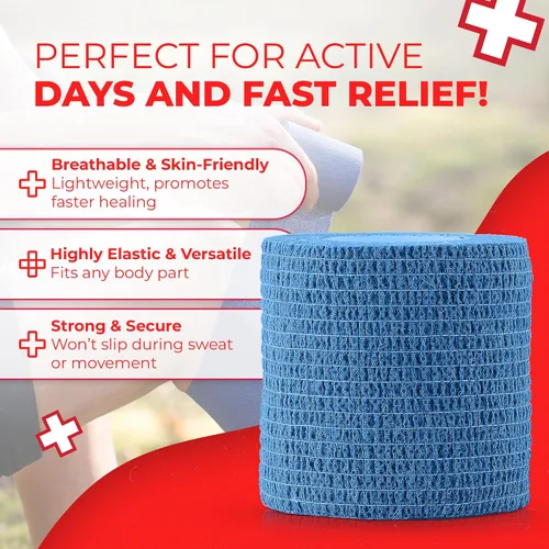 Vista 2 de Vendajes autoadherentes cohesivos de 3 x 5 in, multicolor, de Ever Ready First Aid, 6