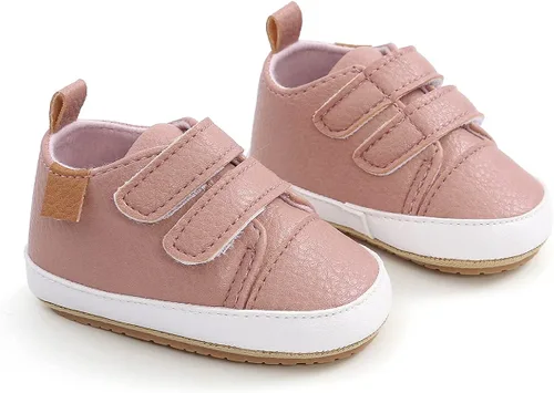 Vista 5 de QWZban Zapatos de bebé para niños y niñas, zapatillas de deporte con suela de goma antideslizante, para cuna de bebé, zapatos de vestir