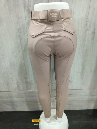 Vista 3 de Pantalones de equitación de silicona para mujeres y niñas, diseño atractivo, elástico, ecuestre, con parche en la rodilla, con bolsillos