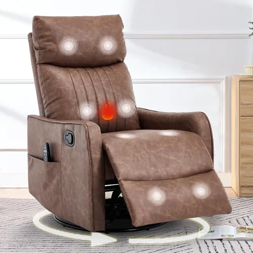 Vista 17 de cinkehome Silla mecedora reclinable giratoria pequeña para cuarto de bebé