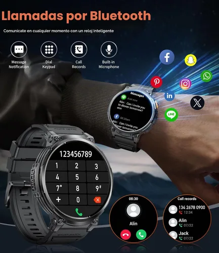 Vista 5 de LIGE Reloj inteligente con marca/respuesta de llamada, pantalla HD de 1.85 pulgadas, relojes inteligentes con batería de 730 mAh, linterna, 120