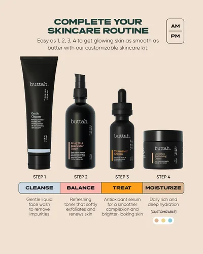 Vista 5 de Kit Buttah Skin Supreme para piel rica en melanina Crema revitalizante CocoShea 2 oz Suero de Vitamina C 1 oz Limpiador 3.4 oz Tónico