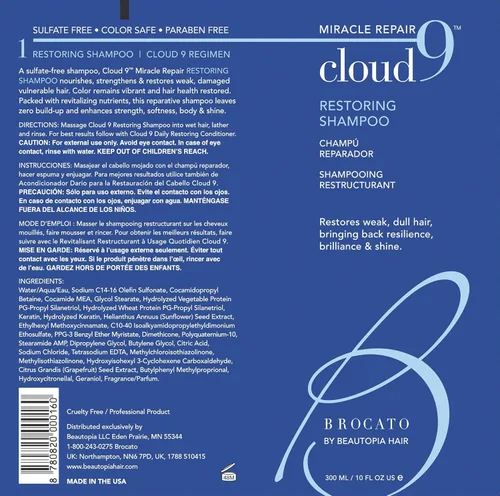 Vista 7 de Brocato Champú restaurador Cloud 9, 10 onzas líquidas Champú Miracle Repair, hidratante, hidratante y revitalizante Para cabello débil, opaco
