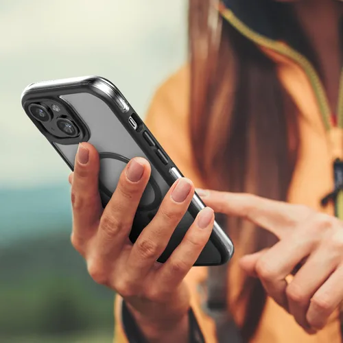 Vista 9 de Encased MAG - Funda para cinturón diseñada para iPhone 15 con clip de funda, tecnología protectora AirGuard (negro/transparente) compatible