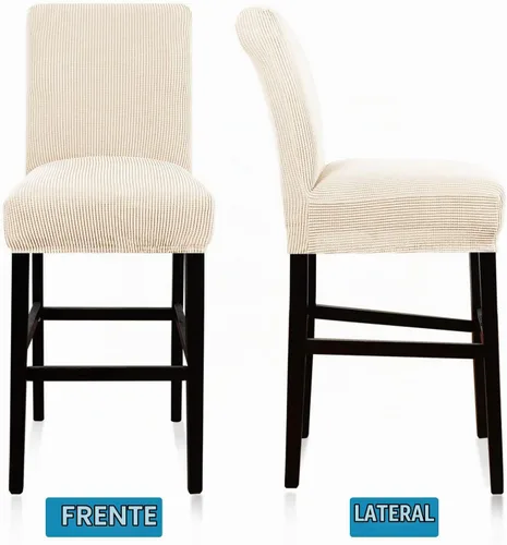 Vista 5 de Flamingo P Fundas de taburete para sillas de comedor, fundas de asiento de tela jacquard elástica con parte inferior elástica extraíble, juego de 2
