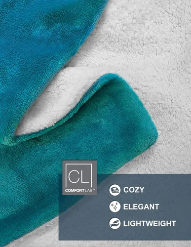 Vista 3 de Comfort Lab Manta reversible de franela Sherpa – Elegante manta de cama esponjosa para dormitorio y decoración del hogar – Anti bolitas no se Verde