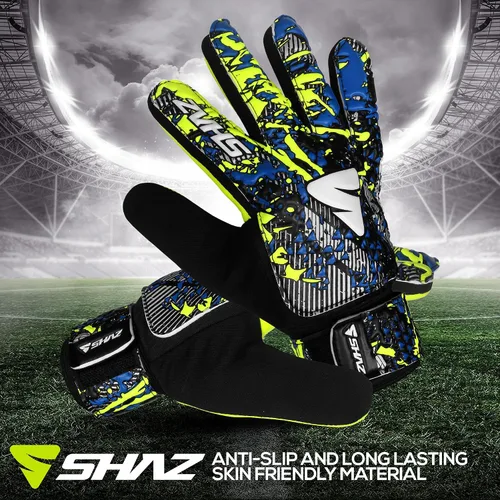 Vista 6 de Shaz Guantes de portero de fútbol para niños y jóvenes, guantes de portero de fútbol Funky antideslizantes de 0.157 in con palma de látex con agarre